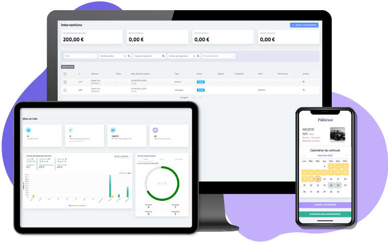 historique des interventions - fleetee logiciel entretien voiture