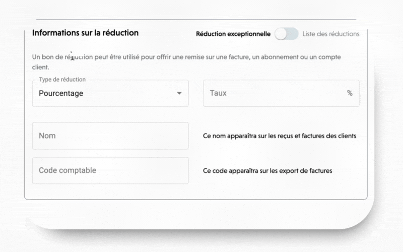 Création des remises