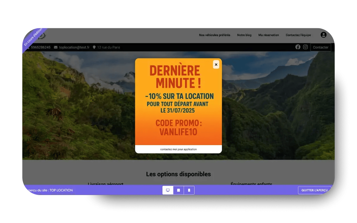 Pop-up de promotion