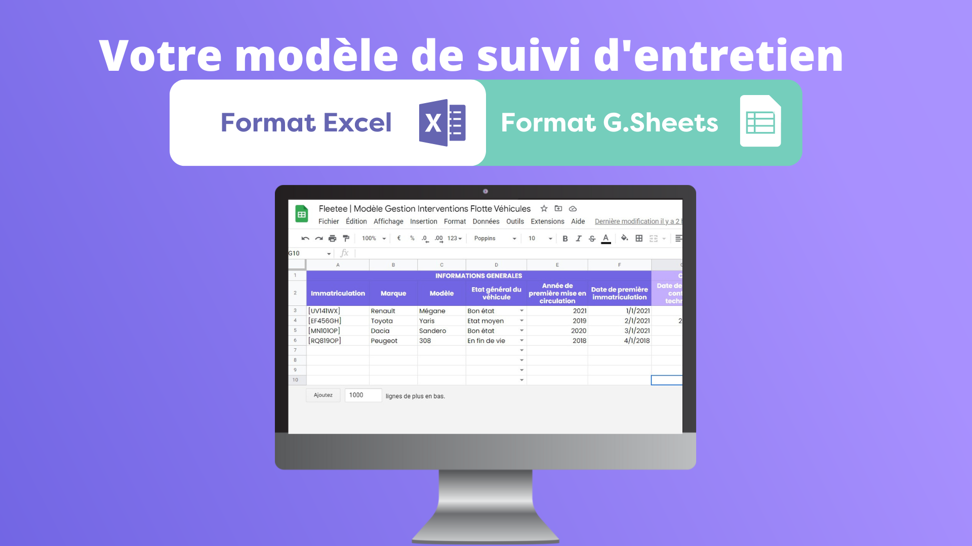 Modèle de tableau de suivi d'entretiens